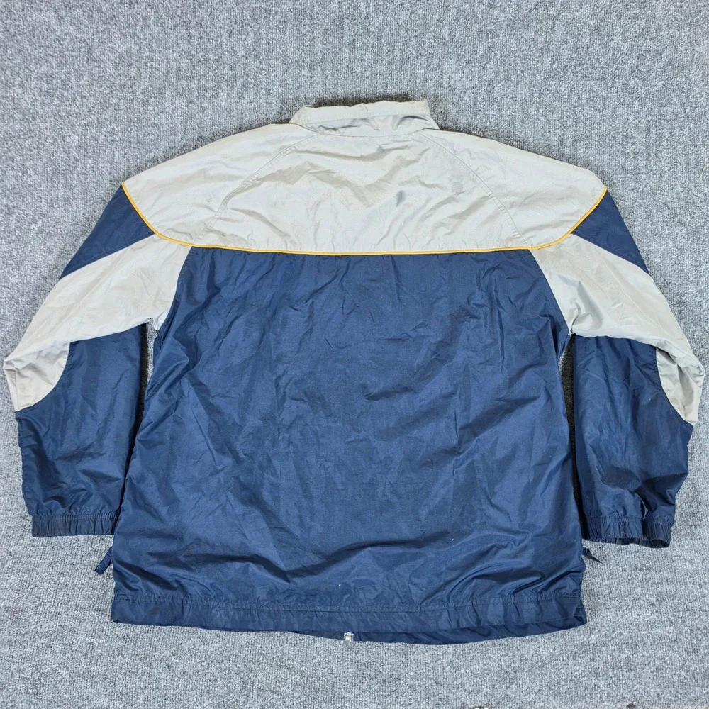 Y2K 2000s Nike Mens 2XL Colorblock Tracksuit Windbreaker Set Navy Blue Grey Flaw